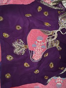 Vintage Embellished Purple Saree