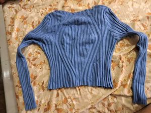 Blue Ribbed top &amp; Brown to