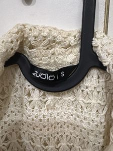 Cream Crochet Button-Up Shirt