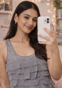 Premium - Grey Ruffles Sleeveless Top