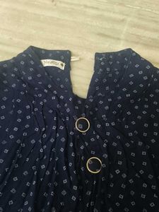 Chic Navy Polka Dot Bell Sleeve Top