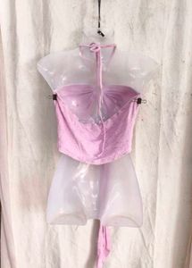 1189. Pink Halterneck Crop Top