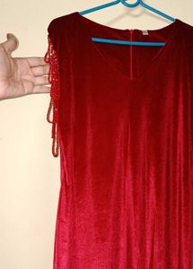 Elegant Red Velvet Gown