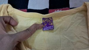 Yellow   Pure  Cotton  Top Full Sleeve
