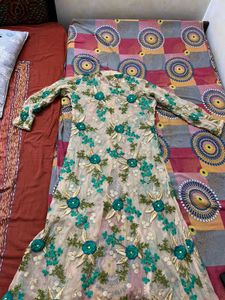 Embroidered Net Kurta