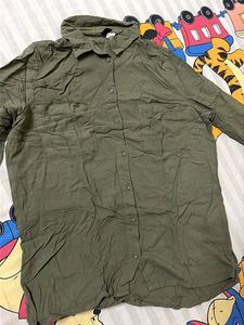 Olive Green Collared Button-Up Shirt