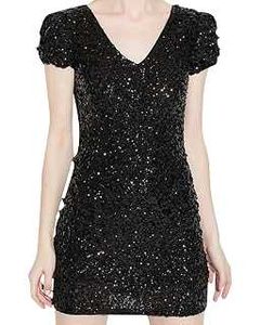 Sparkly Black Sequin Mini Dress