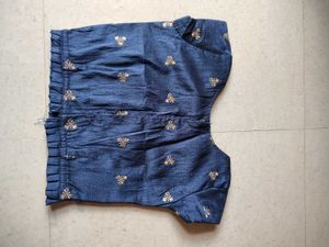 Blue Lehenga Choli with Golden Dupatta