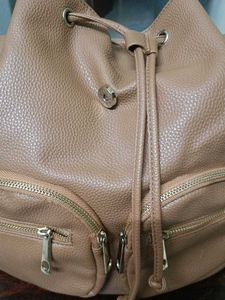 Brown Faux Leather Backpack