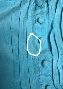 Bebe Blue Top with Mesh Detail