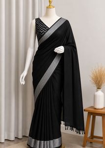 Elegant Black Saree with Blouse Material