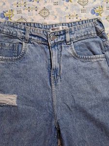 Distressed Light Wash Denim Jorts