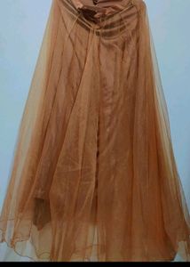 Golden Blouse &amp; Brown Skirt Set For 30 Bust