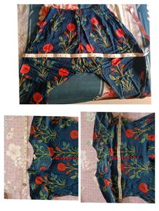 Stylish Navy Blue Kurta Set with Floral Print