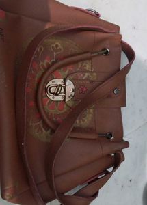 Brown Faux Leather Shoulder Bag