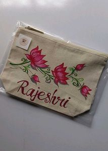 Hand-painted Lotus Pouch Bag