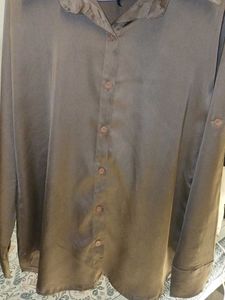 Classic Brown Satin Shirt