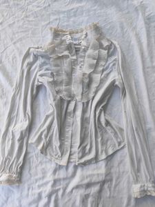 Vintage White Ruffle Blouse