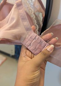 Lace Trimmed Pink Bra