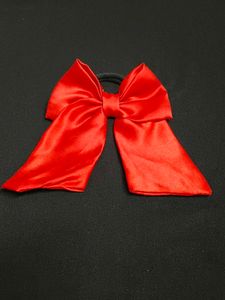 Chic Red Satin Bow Hair Tie