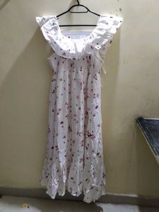 Cute White Floral Butterfly Ruffle Maxi Dress | Su