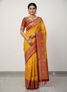Elegant Yellow silk Saree