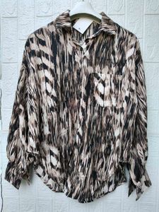 Korean Pintrest Stylish Abstract Print Button-Up S