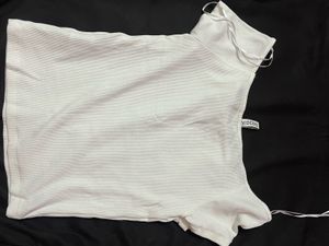 White Ribbed Off-Shoulder Top