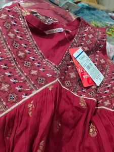 Beautiful Red Kurta with Golden Print