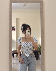 Floral Puff Sleeve Corset Top