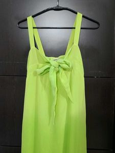 Lime Green Ombre Maxi Chiffon Dress+ cotton lining
