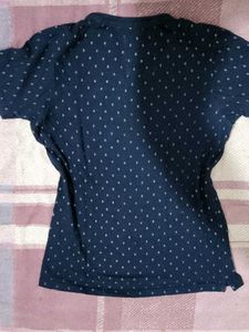 Navy Blue Printed T-Shirt oversized denim mimic