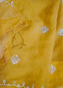 DAZZLING YELLOW EMBELLISHED SAREE + FREE EARRING!