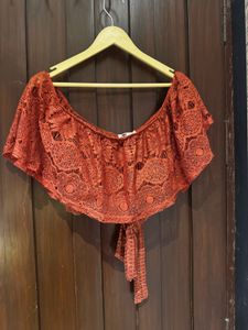 Boho Off-Shoulder Lace Crop Top