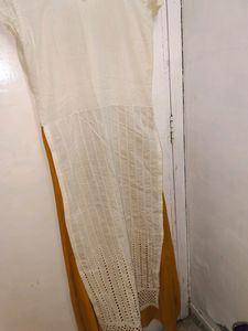 New Mustard And Cream Color Dress