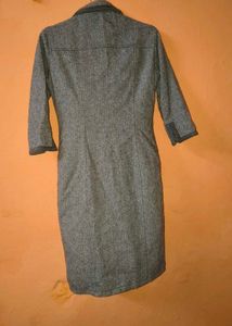 Vintage Grey Herringbone Longline Coat | Black Lin