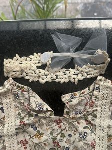 Floral Lace romper Set with Slippers and headband