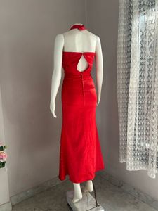 Stunning Red Sequined Halter Neck Dress