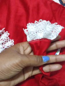 Red Lace Trim Outfit