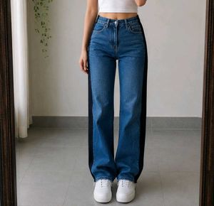 ❗SALE❗Blue Jeans with Black Side Stripe