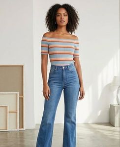 Striped Off-Shoulder Knit Top