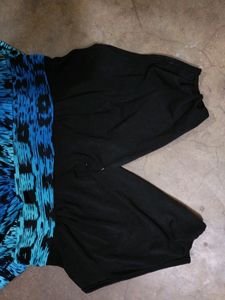 Black And Multi Blue Colour Sexy Dress With V Neck