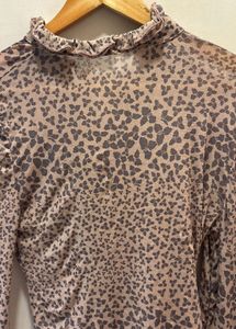 Chic Printed Imported Mesh Top