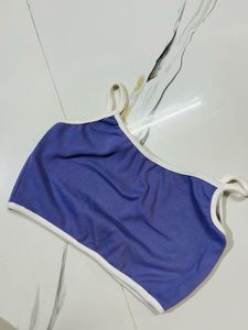 Purple Ribbed Crop Top