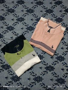 Flick Striped Polo T-Shirt (🩷🤍💙)