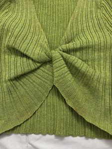 Savana Green Ribbed Twist Front Top