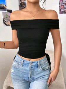 Stylish Half Shoulder Black Top