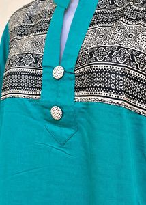 Teal Blue Ethnic Printed Kurti |Casual &amp; Stylish