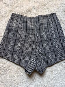 Vintage Plaid Double-Breasted Shorts
