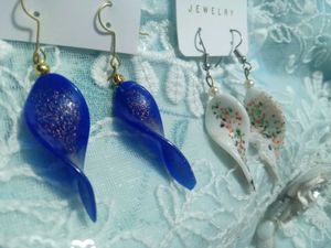 Leaf-Shaped Glass Earrings